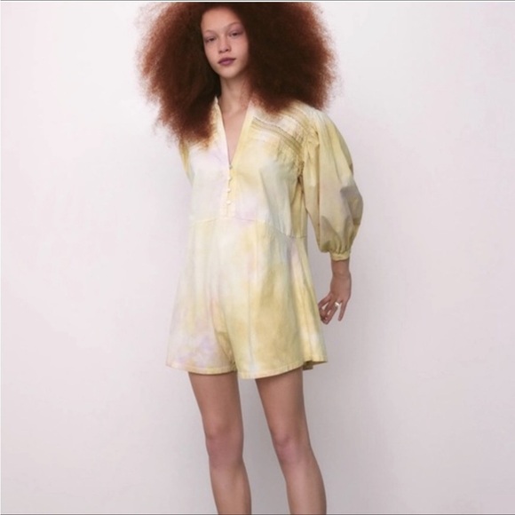 NEW zara romper tie dye yellow Oversize size s - Picture 3 of 11